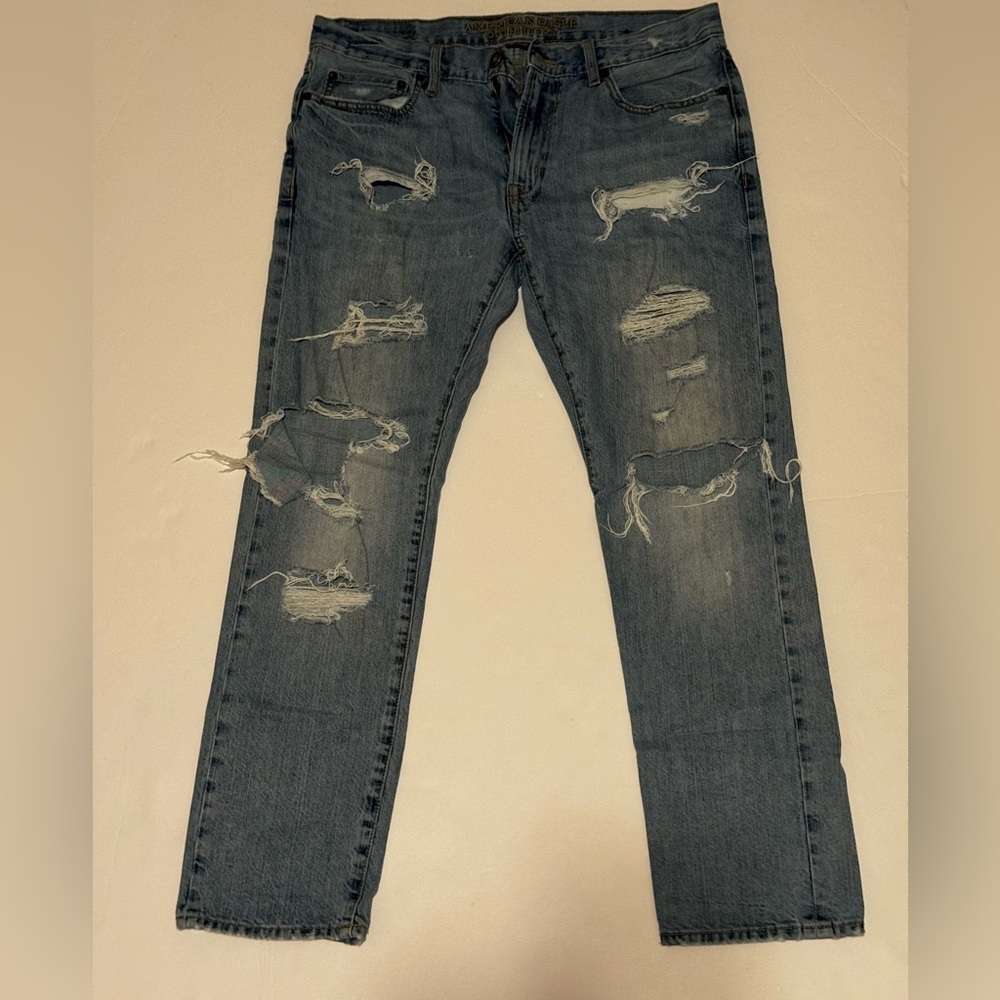 American Eagle Outfitters Distressed Dark Blue Skinny Jeans